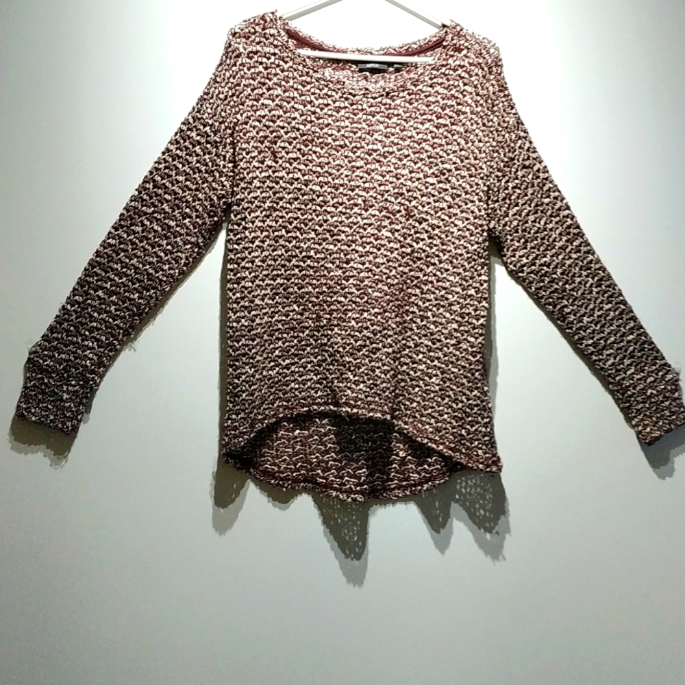 APT.9 gorgeous burgundy white knitted sweater very airy size S